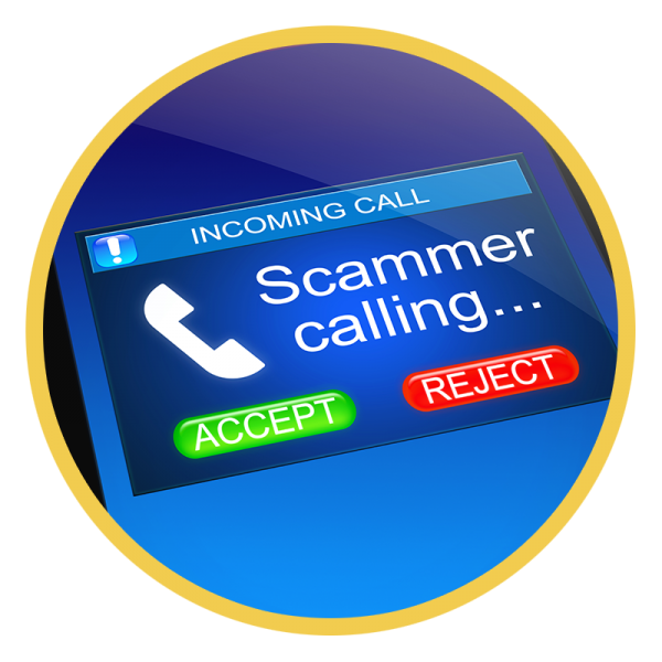 Cell phone incoming call saying scammer calling
