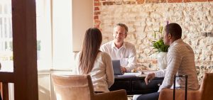 Couple getting financial advice from a banker