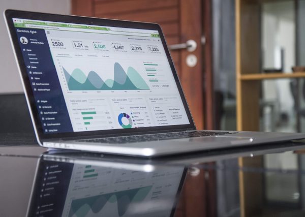 Laptop computer showing data chart