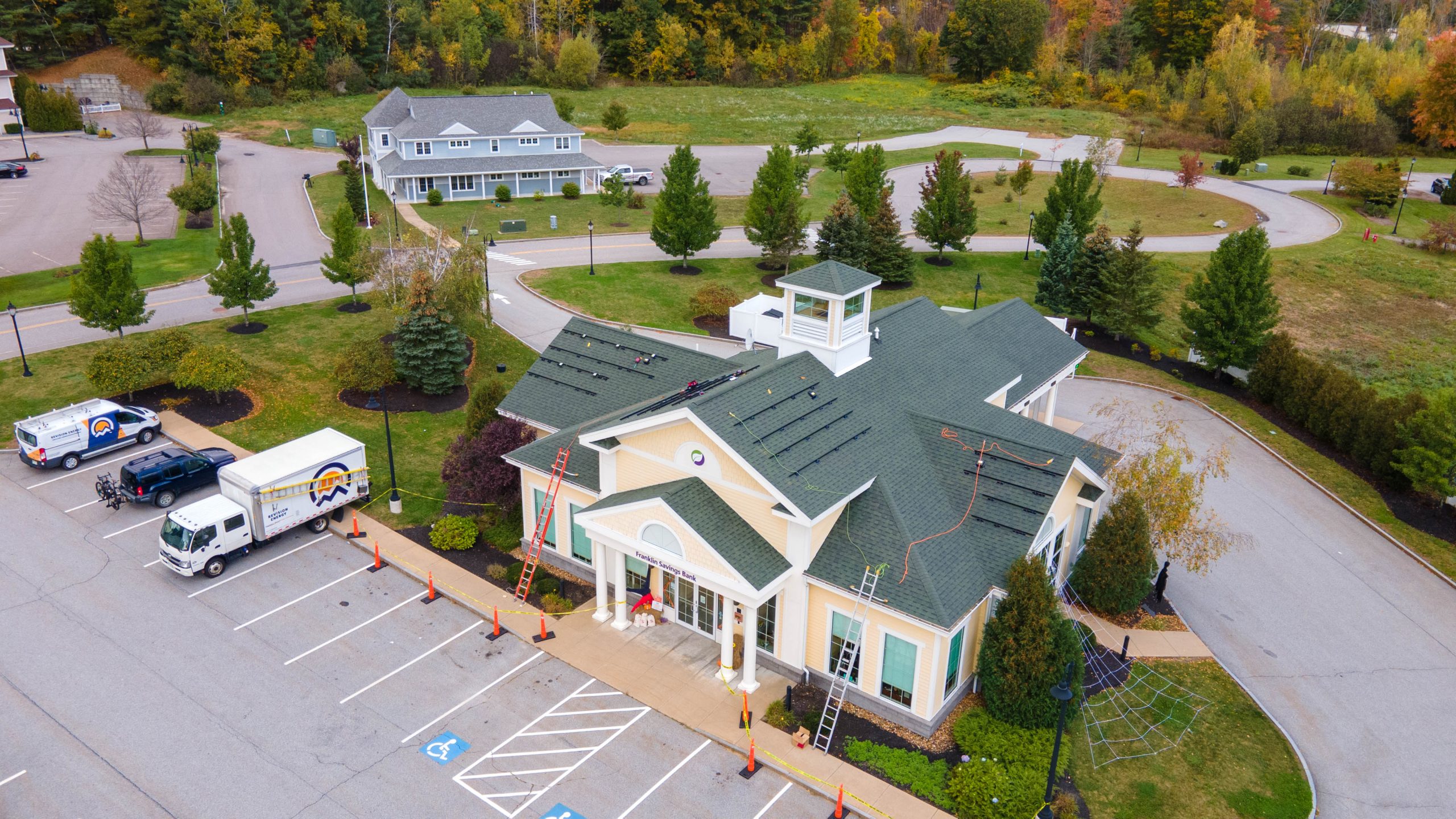 Arial view of Gilford's solar project installation.