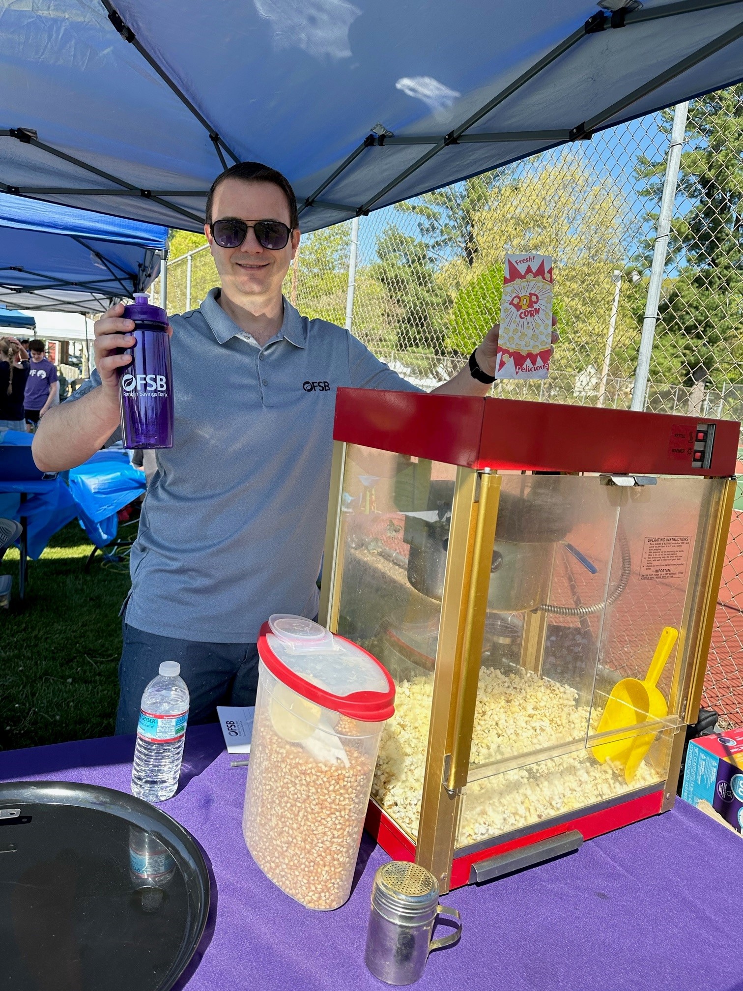 Brian serving popcorn at Choose Franklin Day