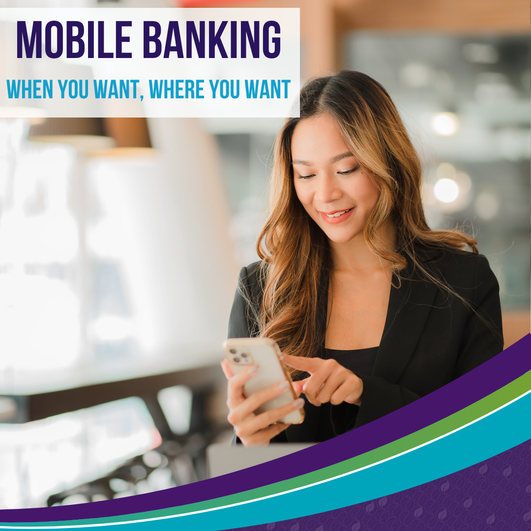 Woman looking at her phone and using mobile banking